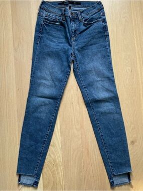 HARPER Heritage High Rise Skinny Jeans Medium Wash Frayed Step Hem Size 27